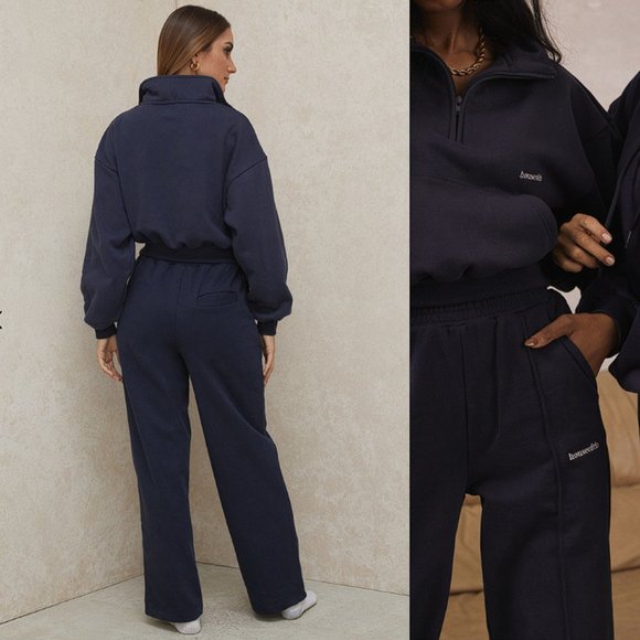 HOUSE OF CB 'Dina' Navy Straight Leg Sweat Pants NWOT - Picture 4 of 8